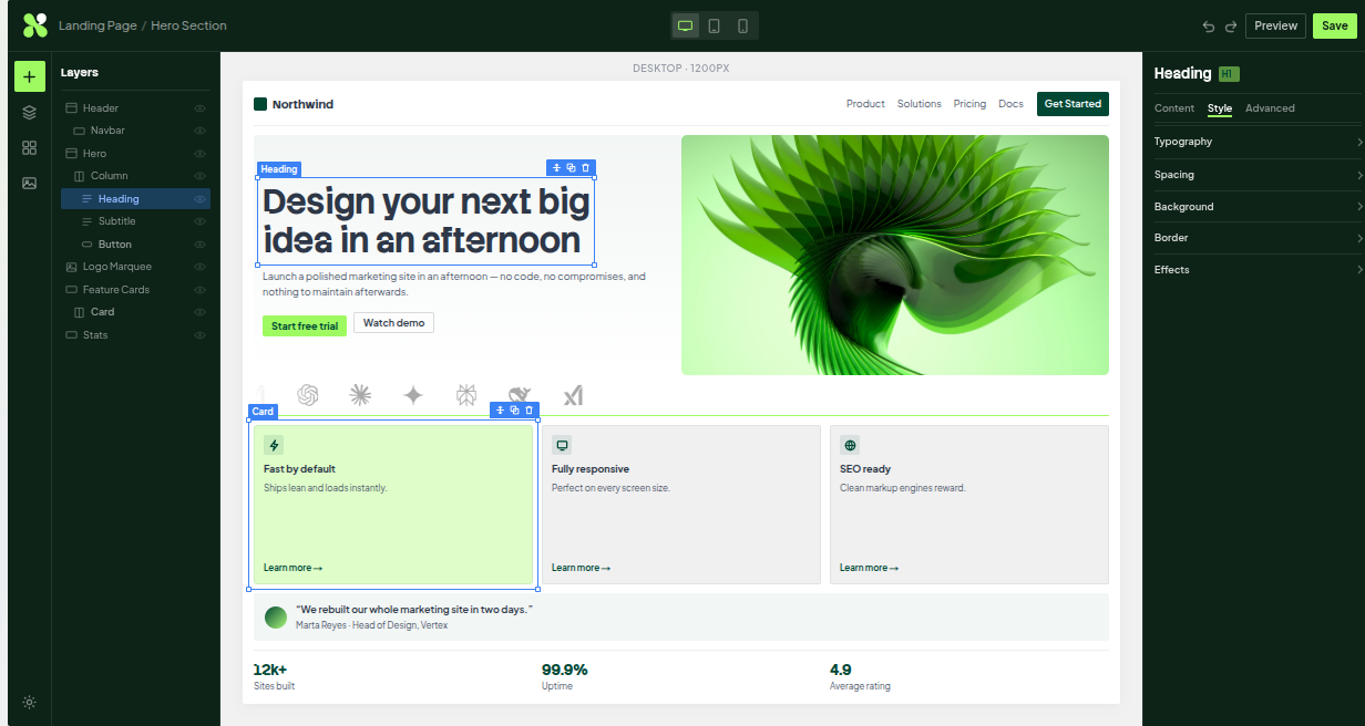 Quix Page Builder screenshot